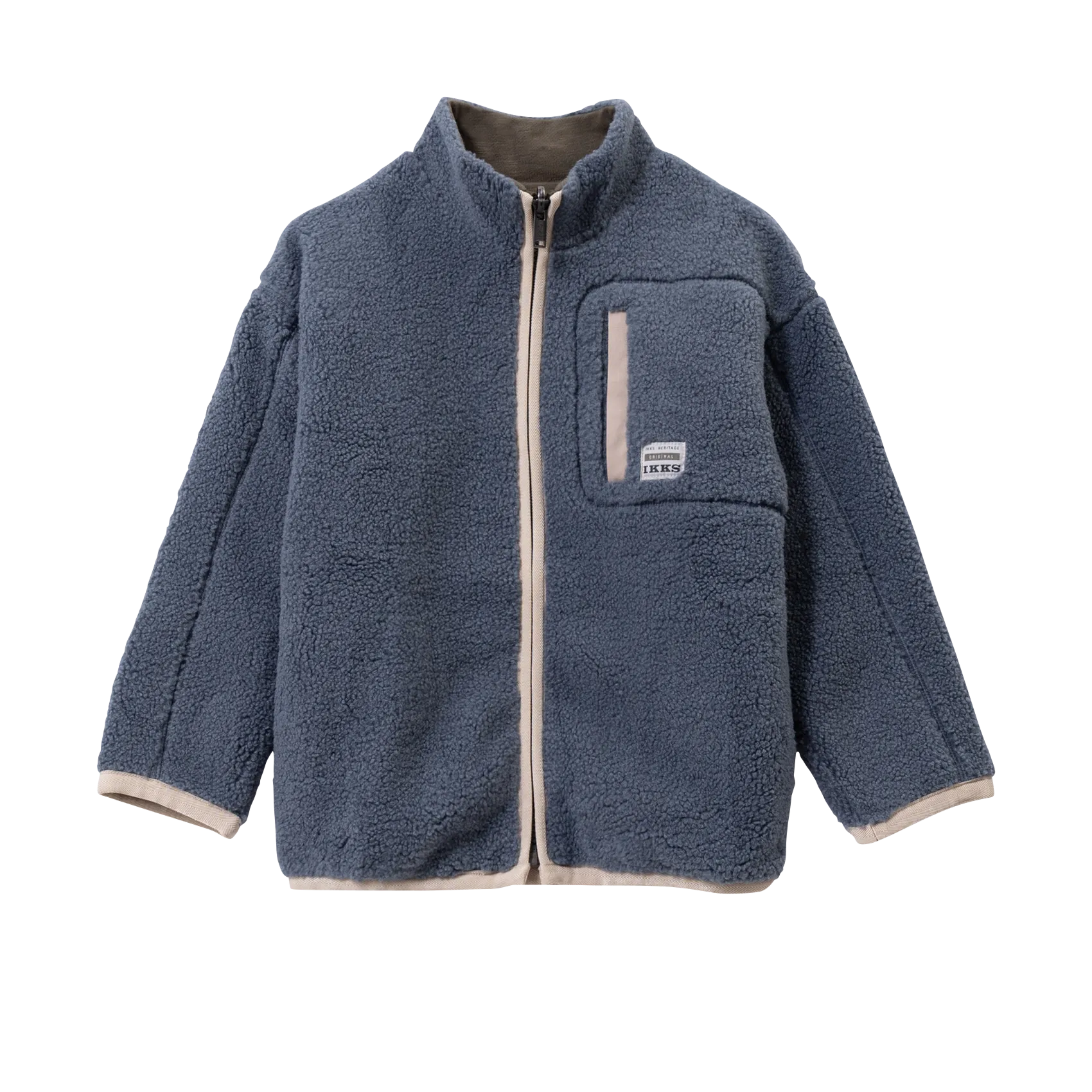 Oversize Cardigan mit Stehkragen aus Sherpa-Fleece Blau