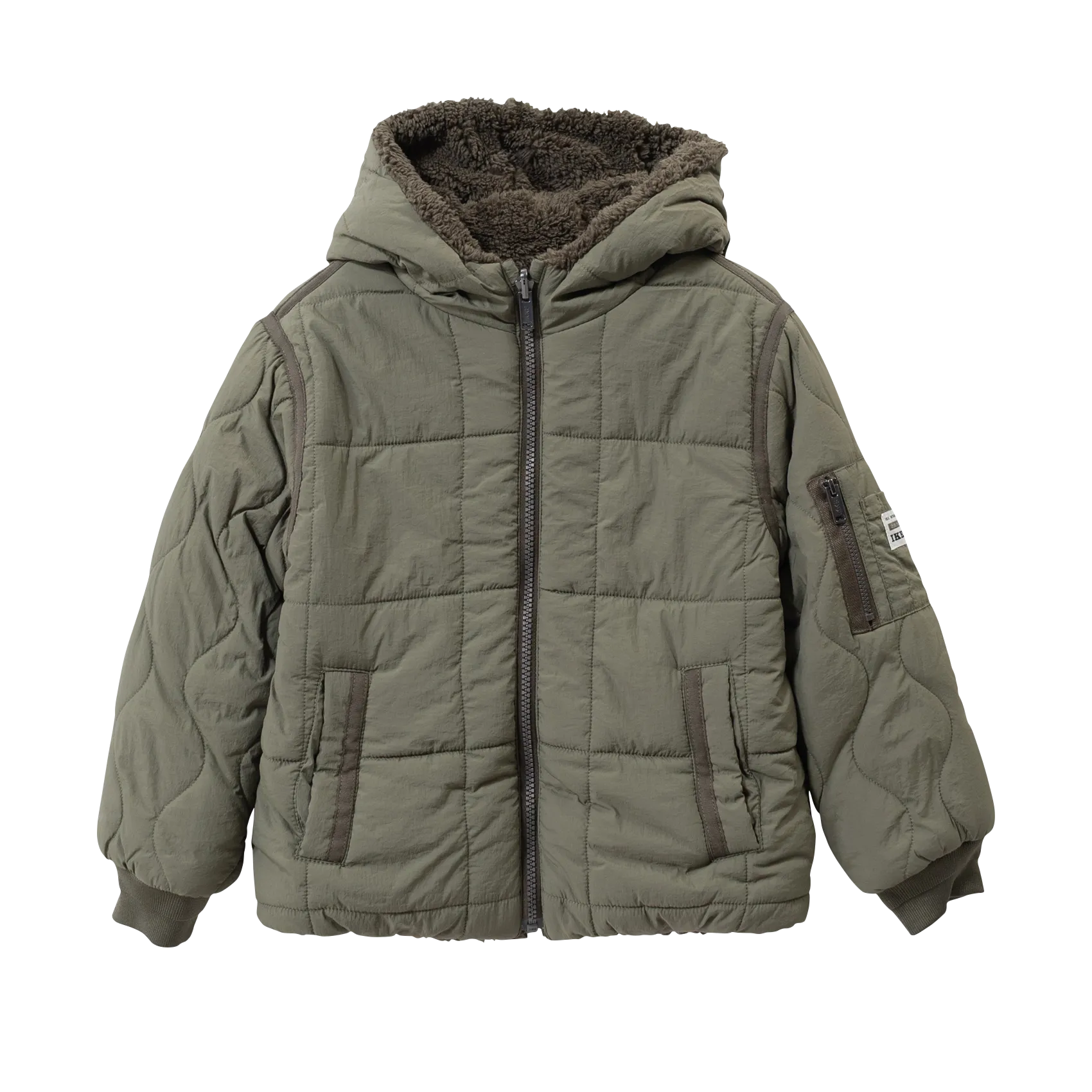 Daunenjacke mit Stehkragen Khaki