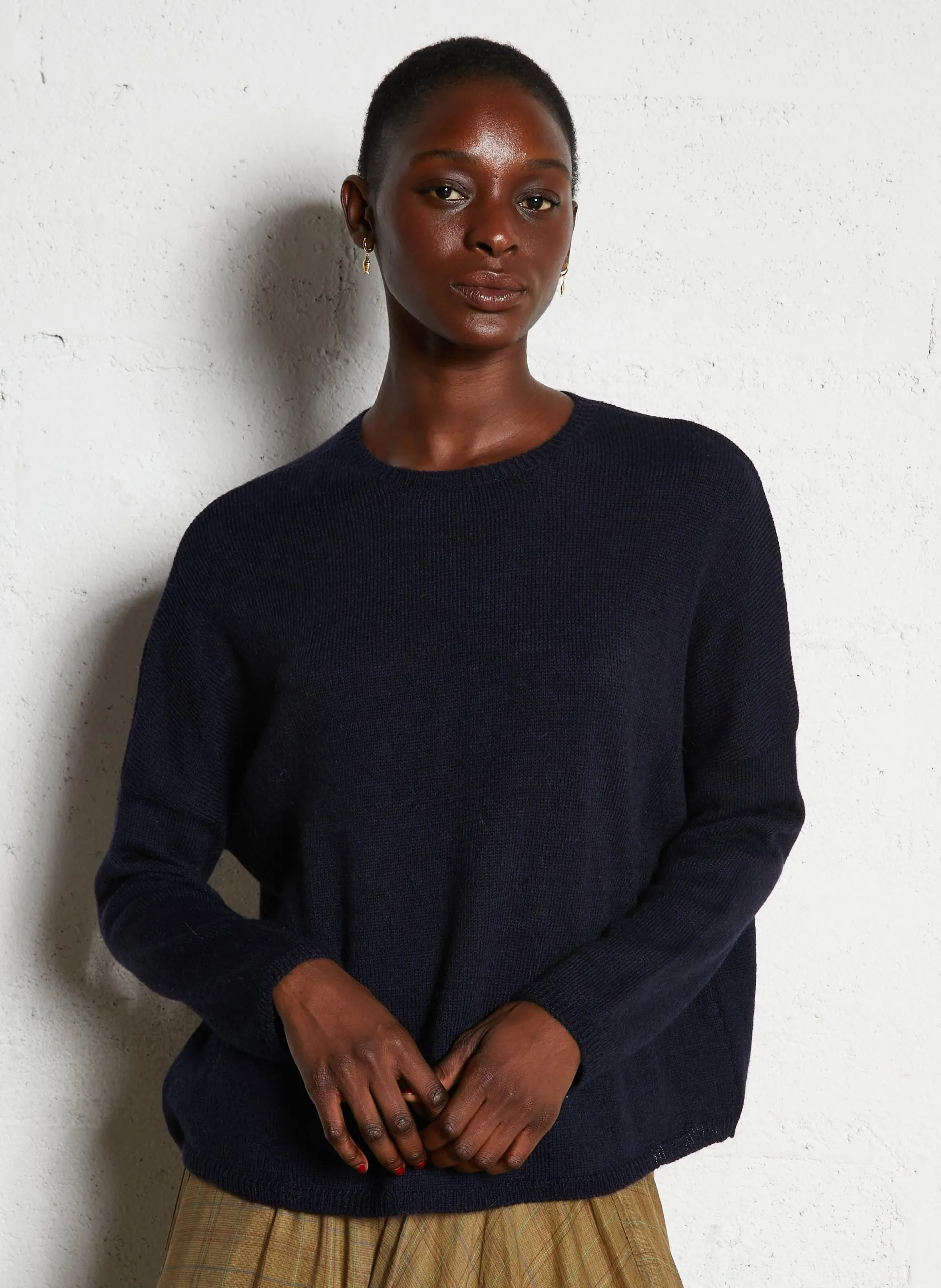 Oversize Rundhalsausschnitt-Pullover aus Alpakamischung Blau GRENVILLE