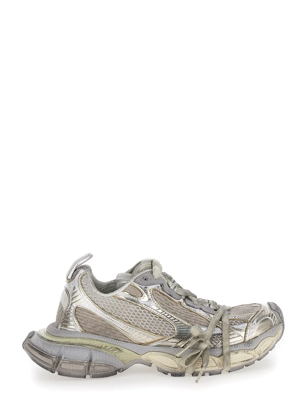 Metallic-Low-Top-Sneakers "3XL" mit Logodetail aus technischem Stoff Damen