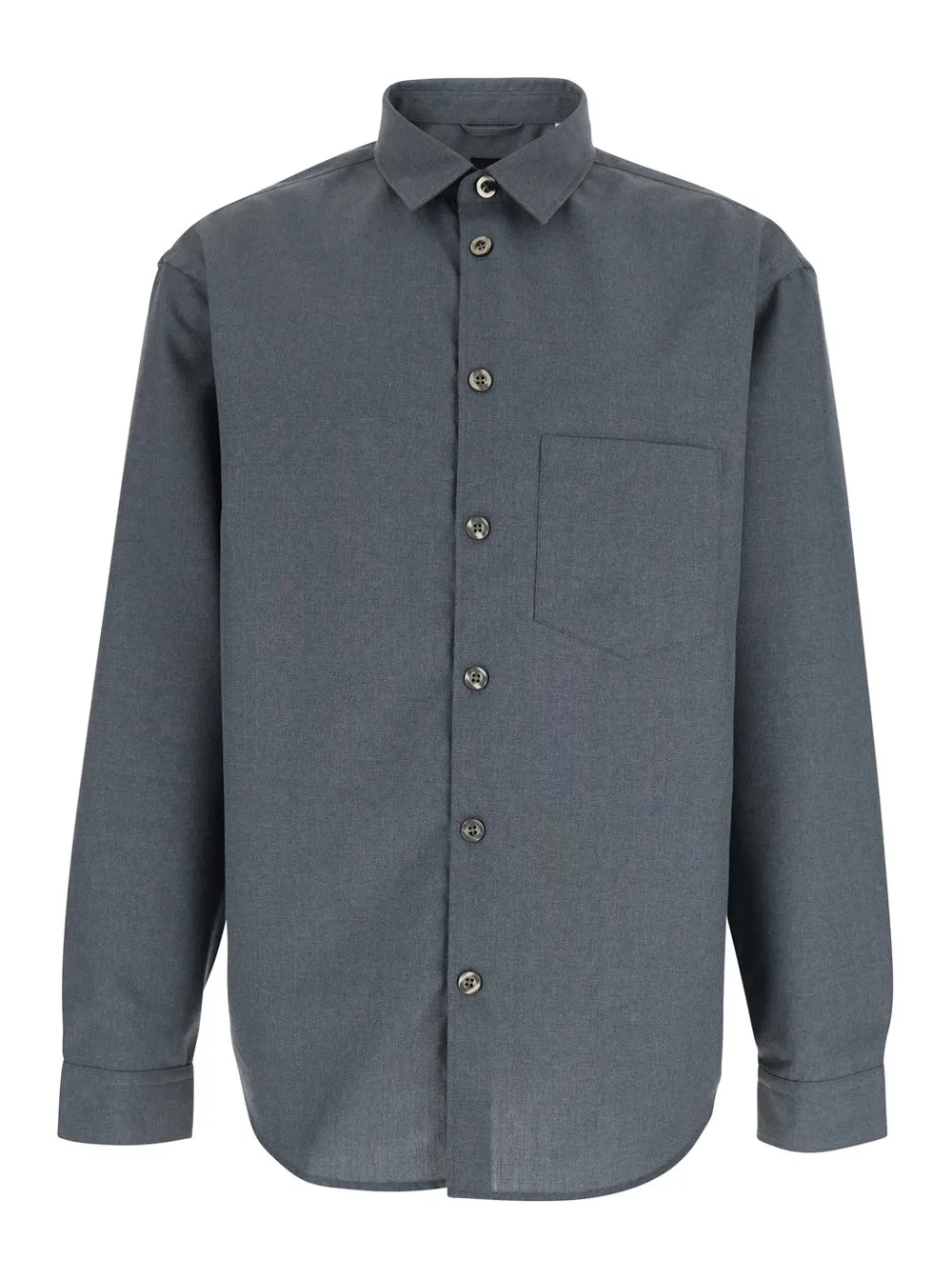 Graues Hemd mit klassischem Kragen aus Schurwollmischung Herren