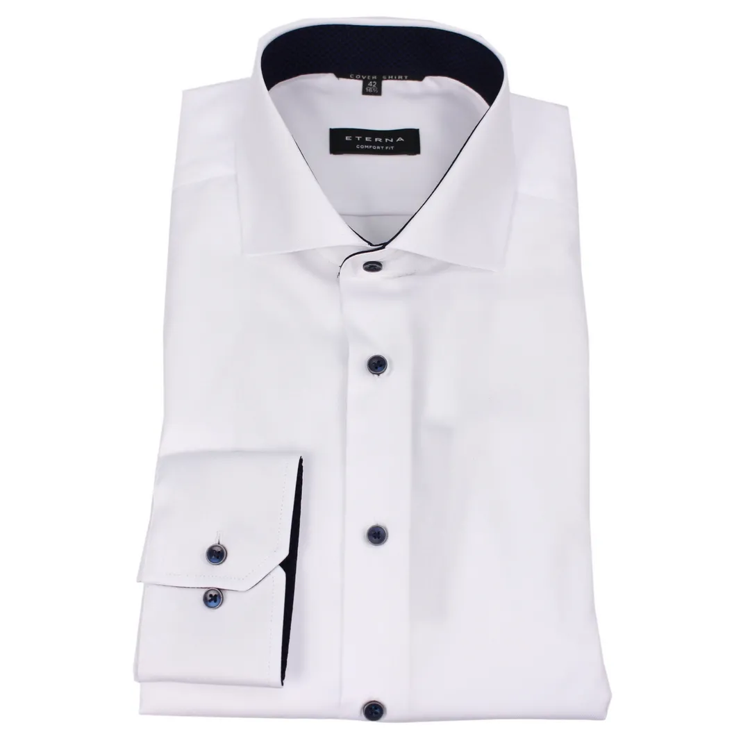 Eterna Herren Langarm Hemd Businesshemd Comfort Fit weiß unifarben 8819 E15V 00