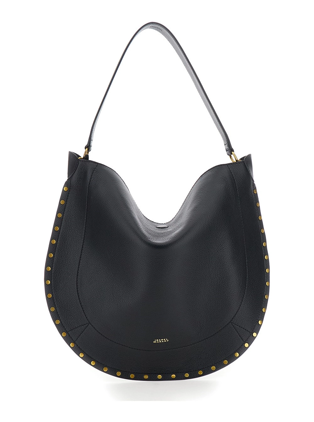 Umhängetasche "Oskan Hobo" für Damen aus Leder in Schwarz mit Nietenbesatz