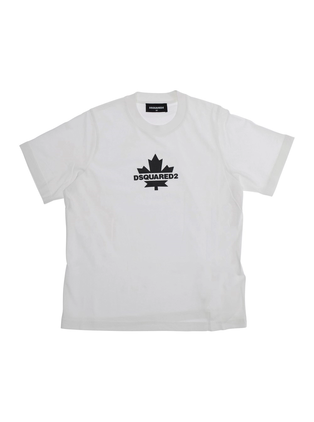 T-Shirt für Jungen aus Baumwolle in Weiß mit Rundhalsausschnitt und Logo-Druck vorne