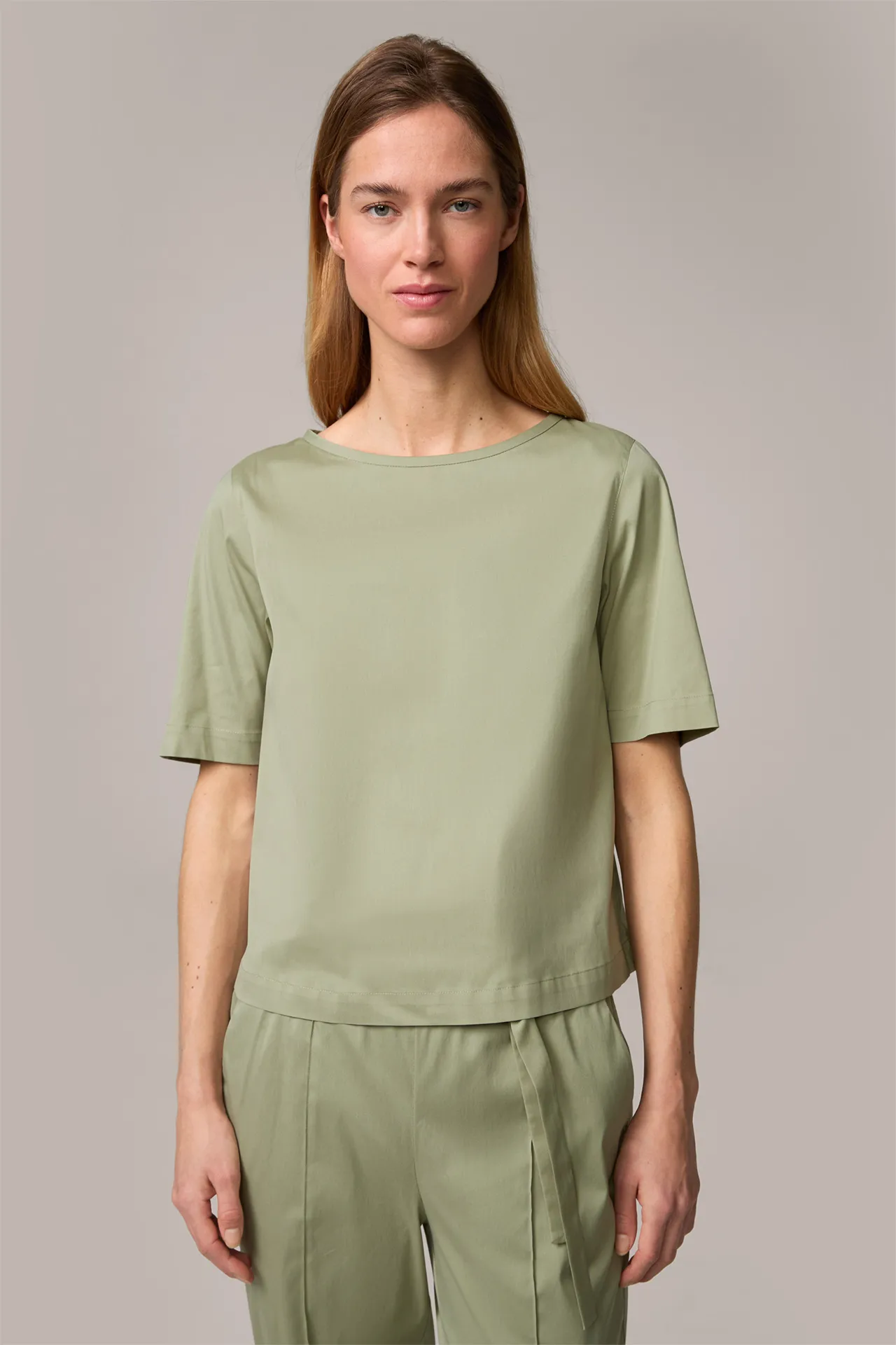 Baumwollstretch-Bluse in Hellgrün