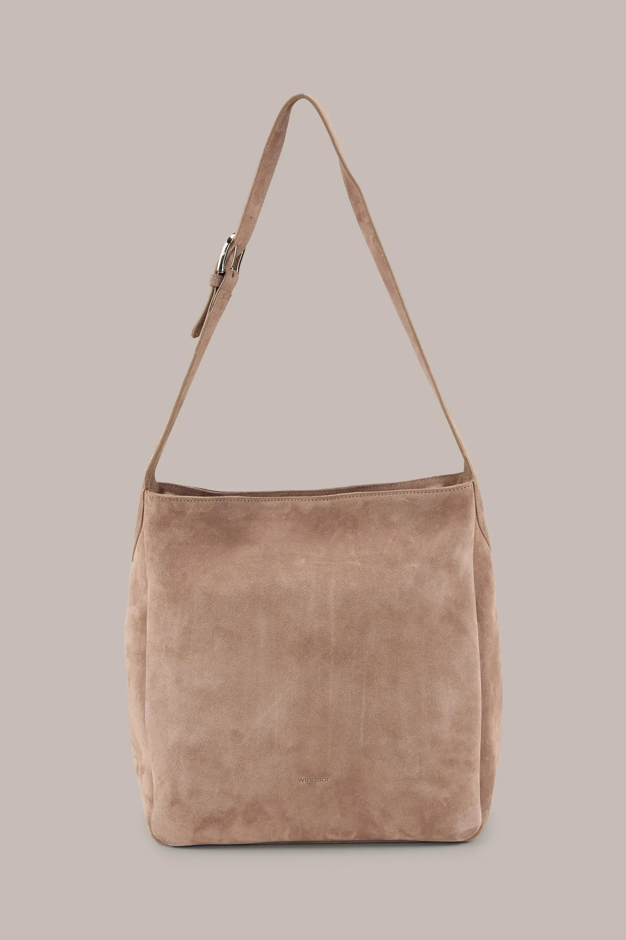 Hobo-Bag aus Veloursleder in Braun