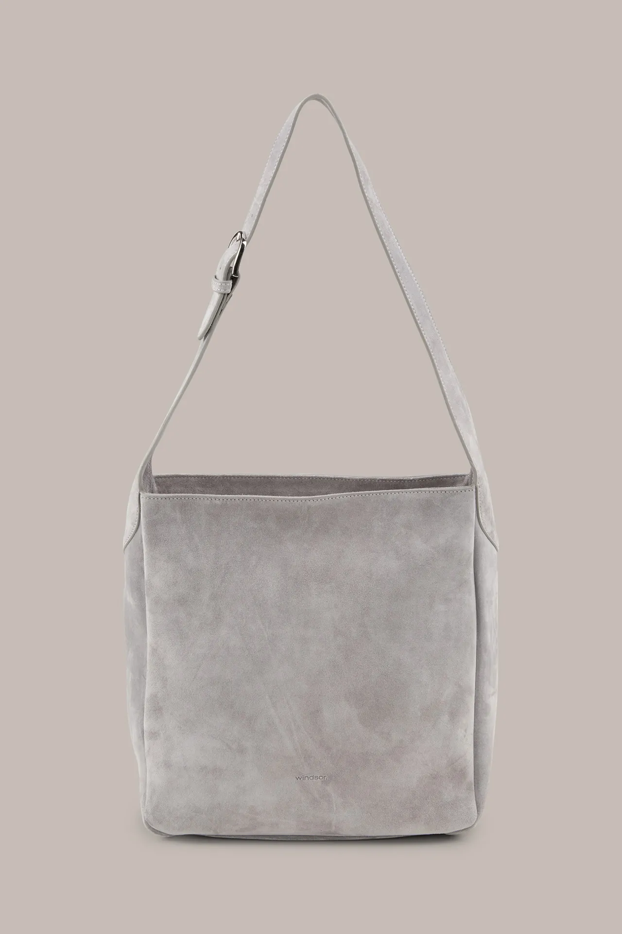 Hobo-Bag aus Veloursleder in Grau