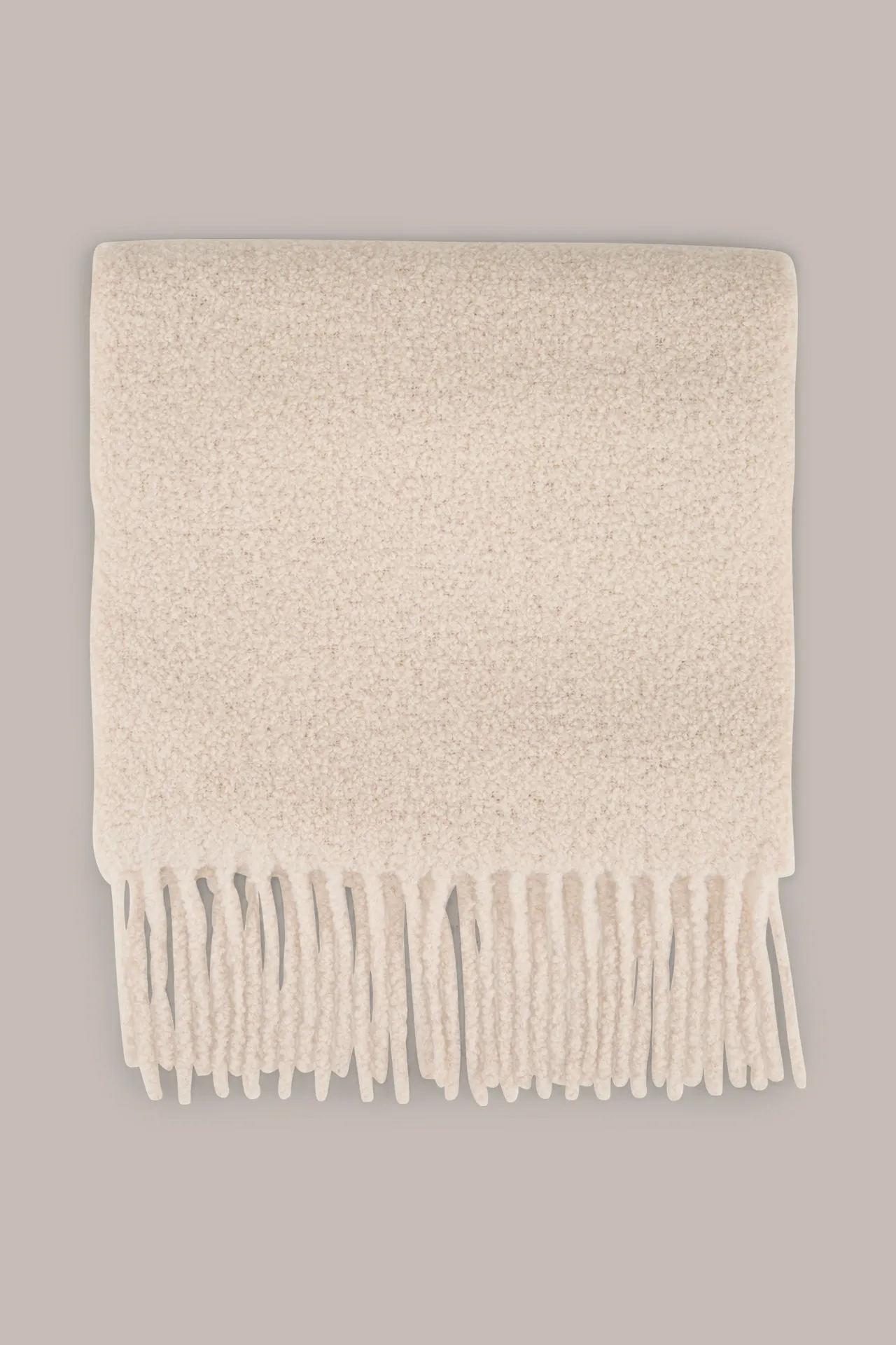 Alpaka-Bouclé-Schal in Hellbeige