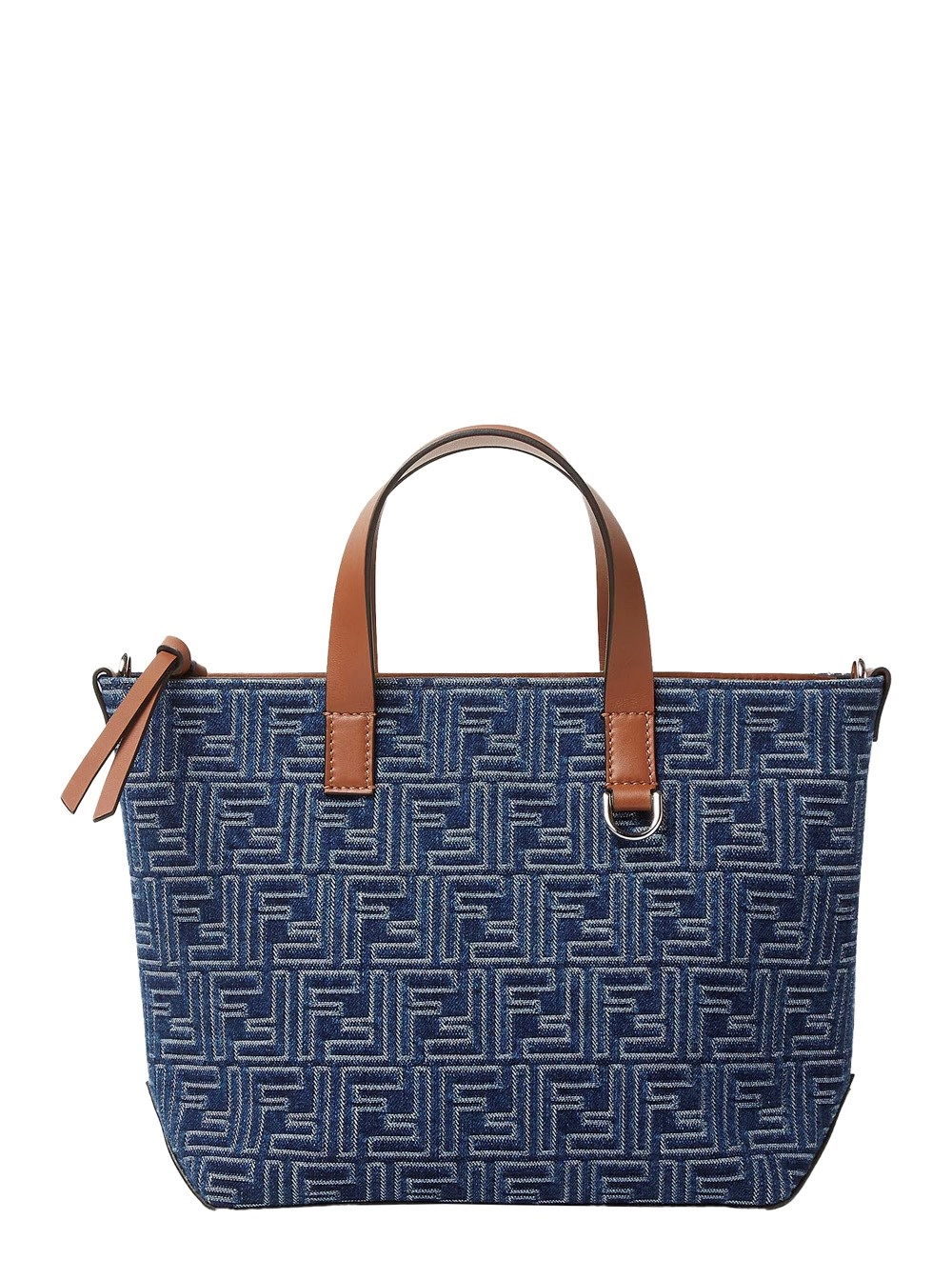 Blauer Shopper mit oberen Griffen und All-Over-FF-Motiv aus Baumwolle Herren