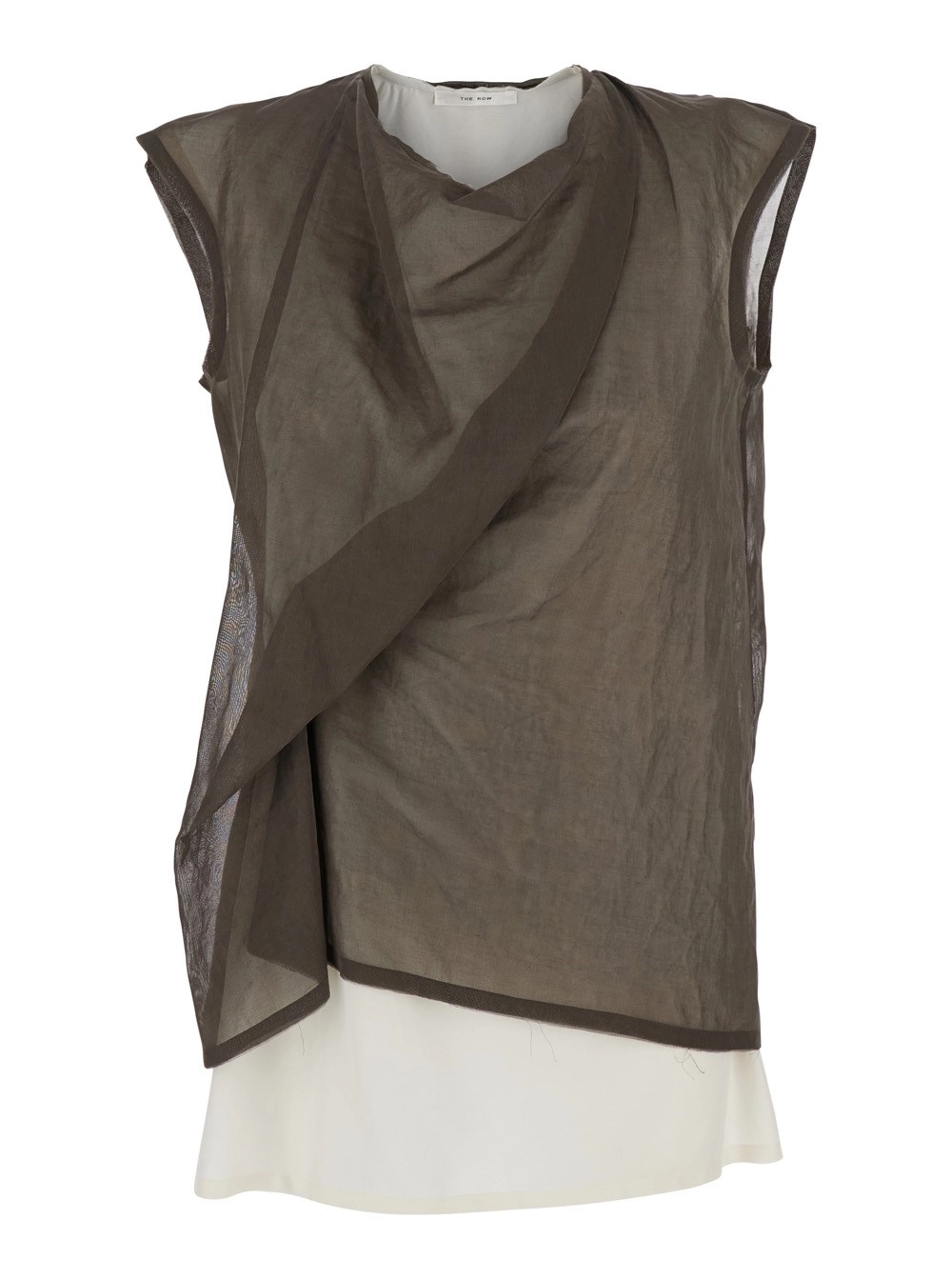 Ärmelloses Top "Inawa" für Damen aus Baumwolle in Braun mit mehrlagigem und halbtransparentem Design