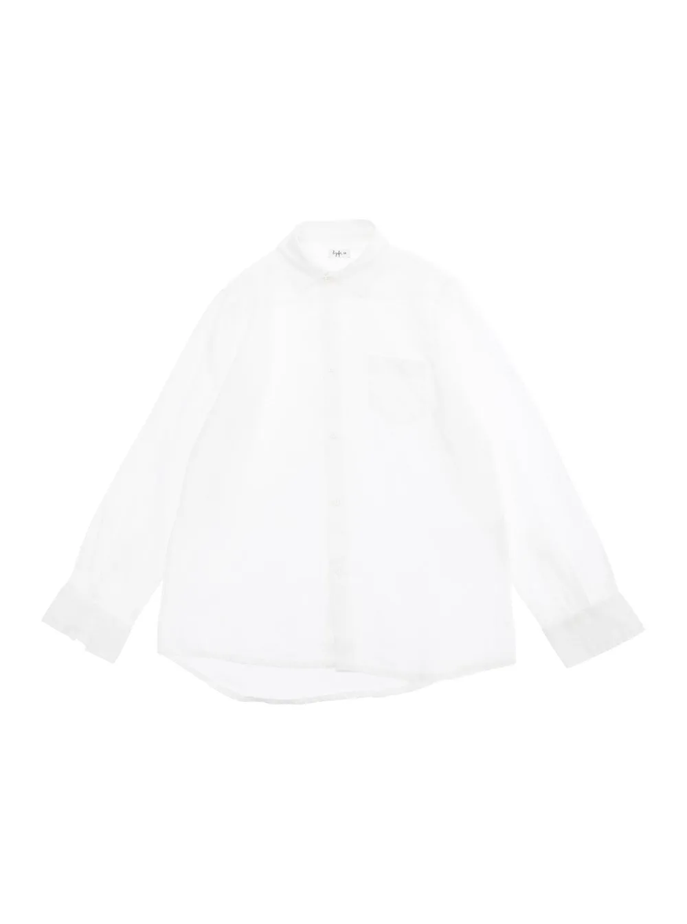 Weißes Hemd mit klassischem Kragen und farblich abgestimmtem Logo auf der Vorderseite aus Leinen Jungen