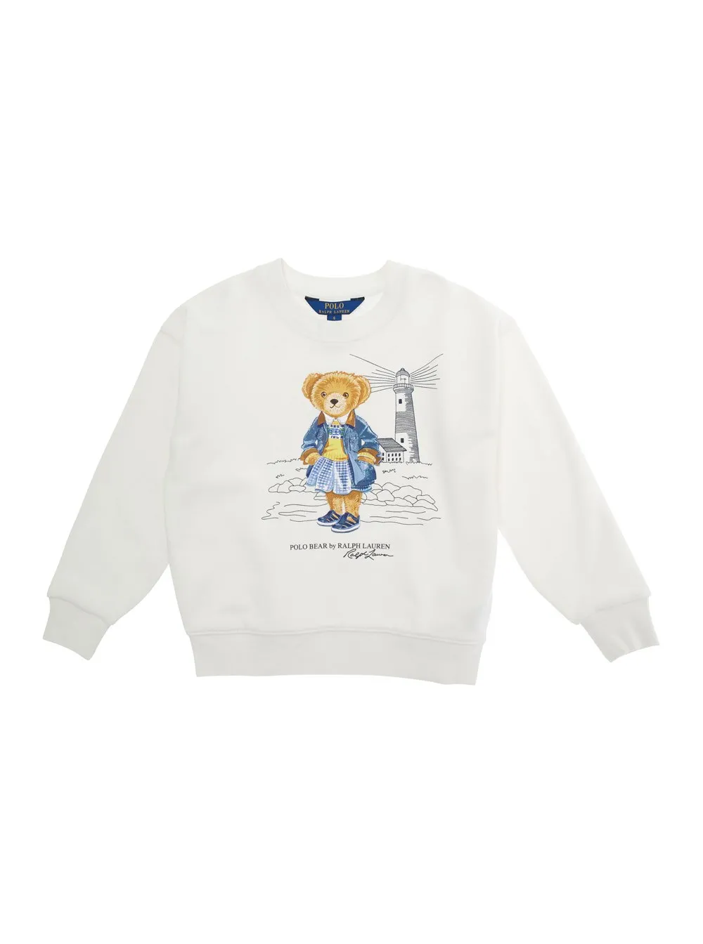 Weißes Sweatshirt mit Maxi-Logodruck vorne und Logoschriftzug vorne aus Baumwollmischung Mädchen