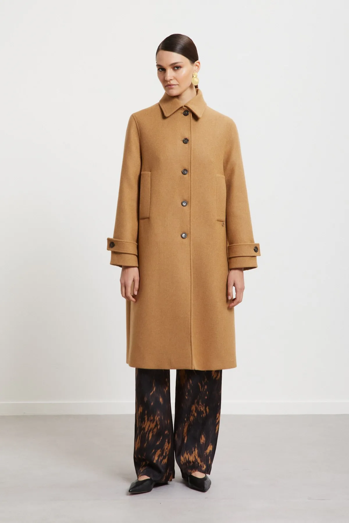 Wool blend midi coat