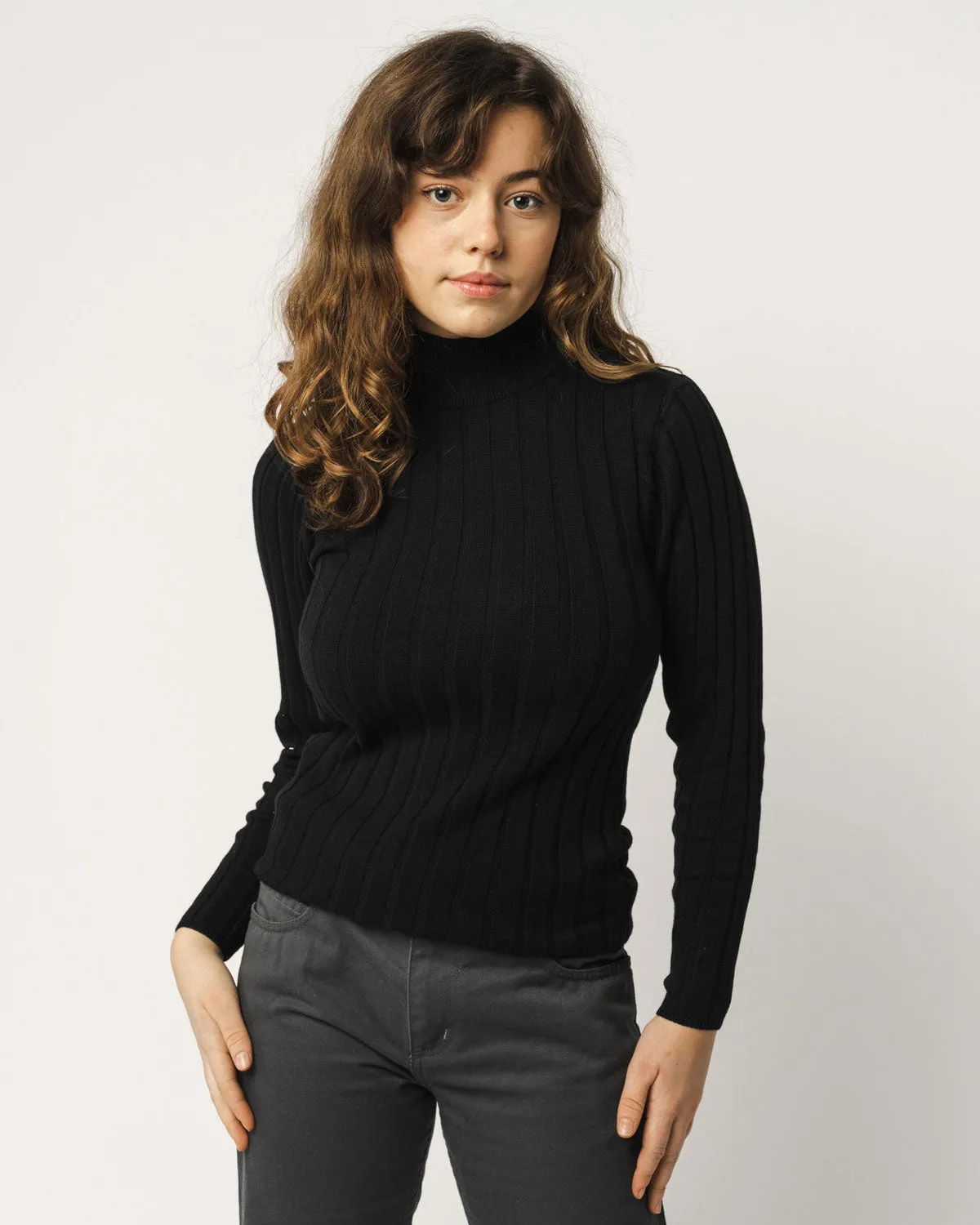 Mela Damen Bio Baumwolle Strickpullover mit Mockneck