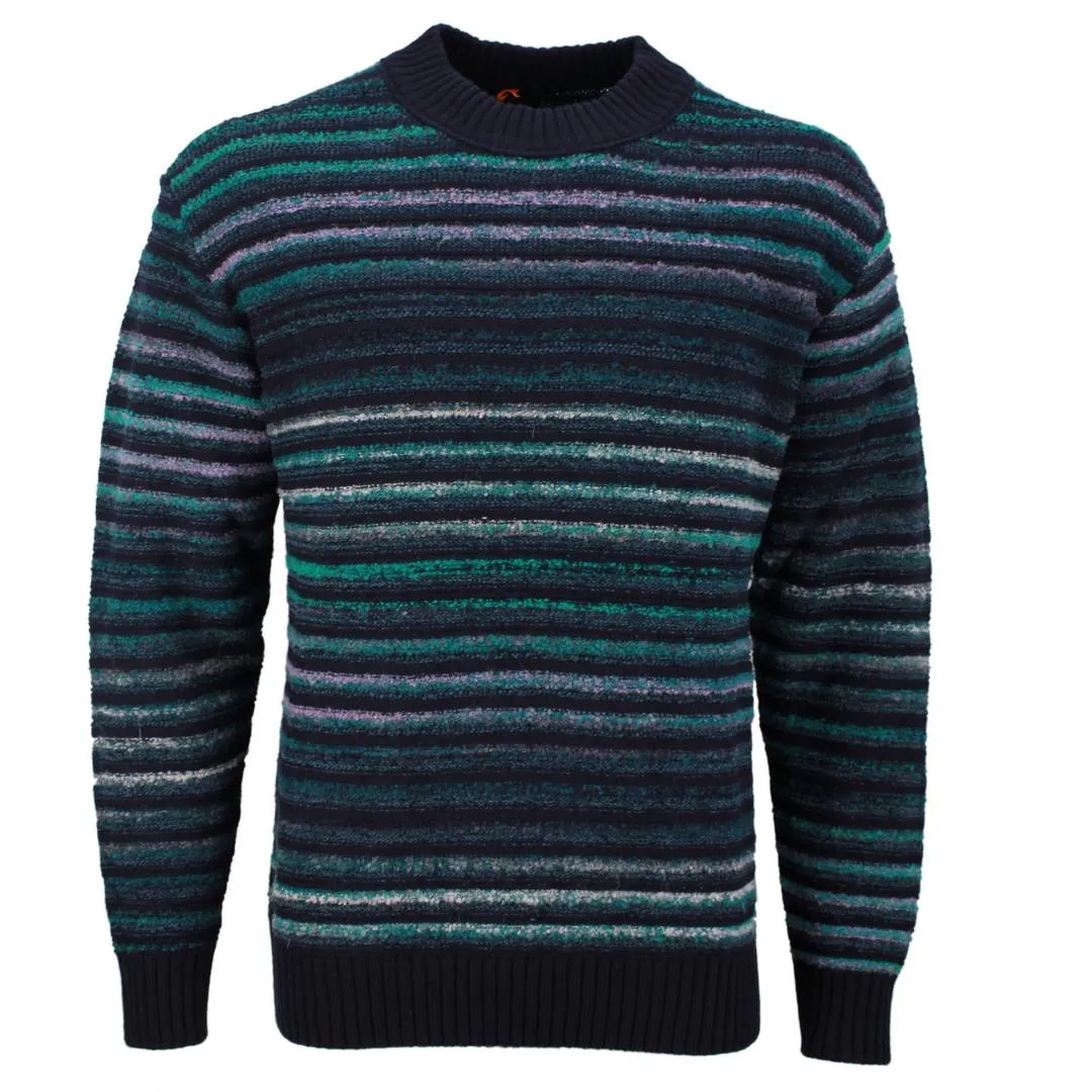 BOSS Herren Strickpullover Arluti grün blau gestreift 50501754 404