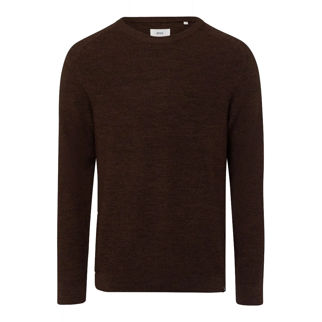 Brax Herren Pullover Strickpullover Style Roy braun unifarben 212007 70120100 54 malt