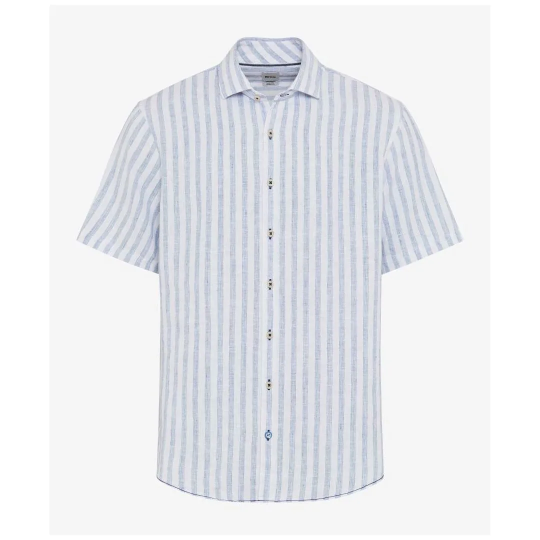 Brax Herren Leinenhemd Style Hardy S blau weiß gestreift 463908 74422400 14 royal