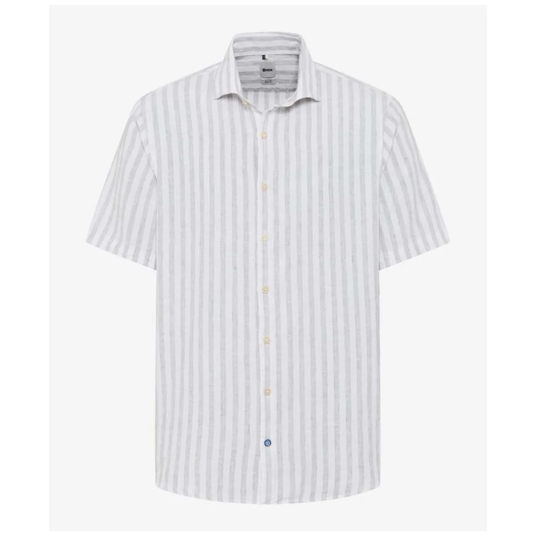Brax Herren Leinenhemd Style Hardy S grün weiß gestreift 463908 74422400 36 thyme