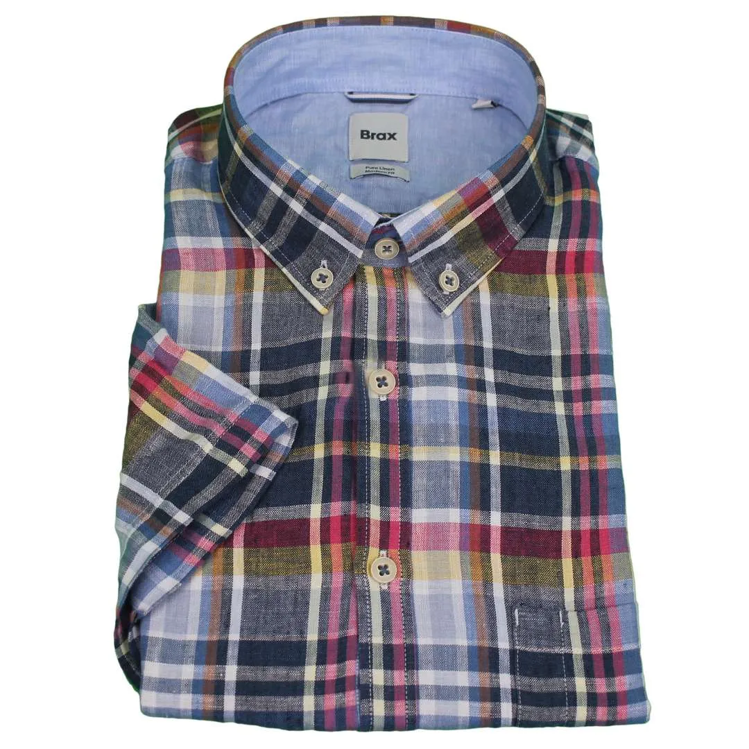 Brax Herren Leinenhemd Style Dan C bunt kariert 463668 74410500 25 cove
