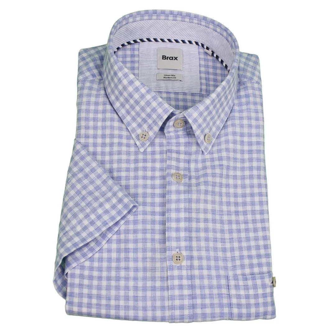 Brax Herren Hemd Modern Fit Style Dan C blau weiß kariert 464818 74413900 29 sky