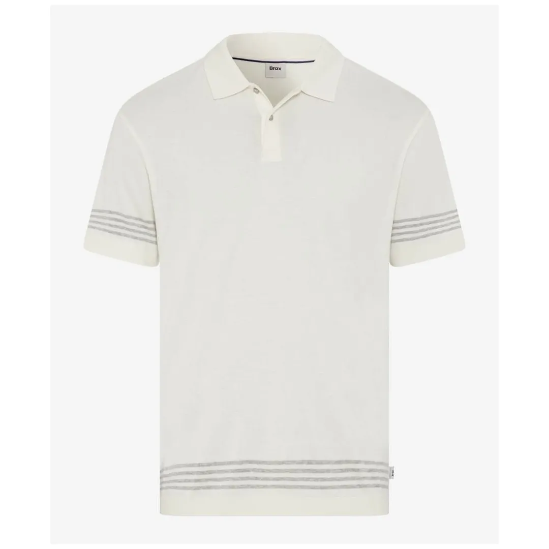 Brax Herren Strick Poloshirt Style Pavel S creme weiß gestreift 264558 7042900 98 offwhite