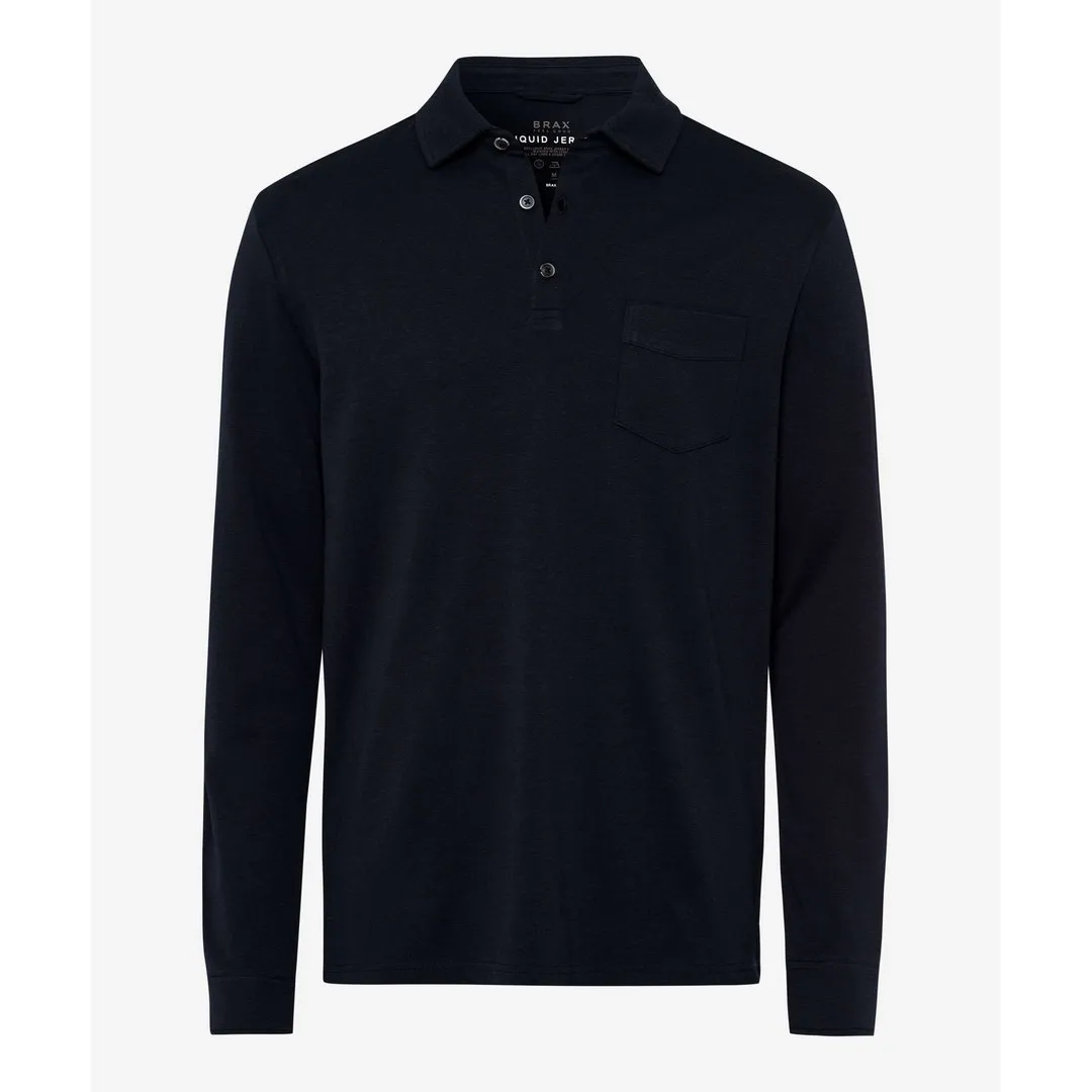 Brax Herren Poloshirt langarm Style Pirlo T blau 234998 70418500 23