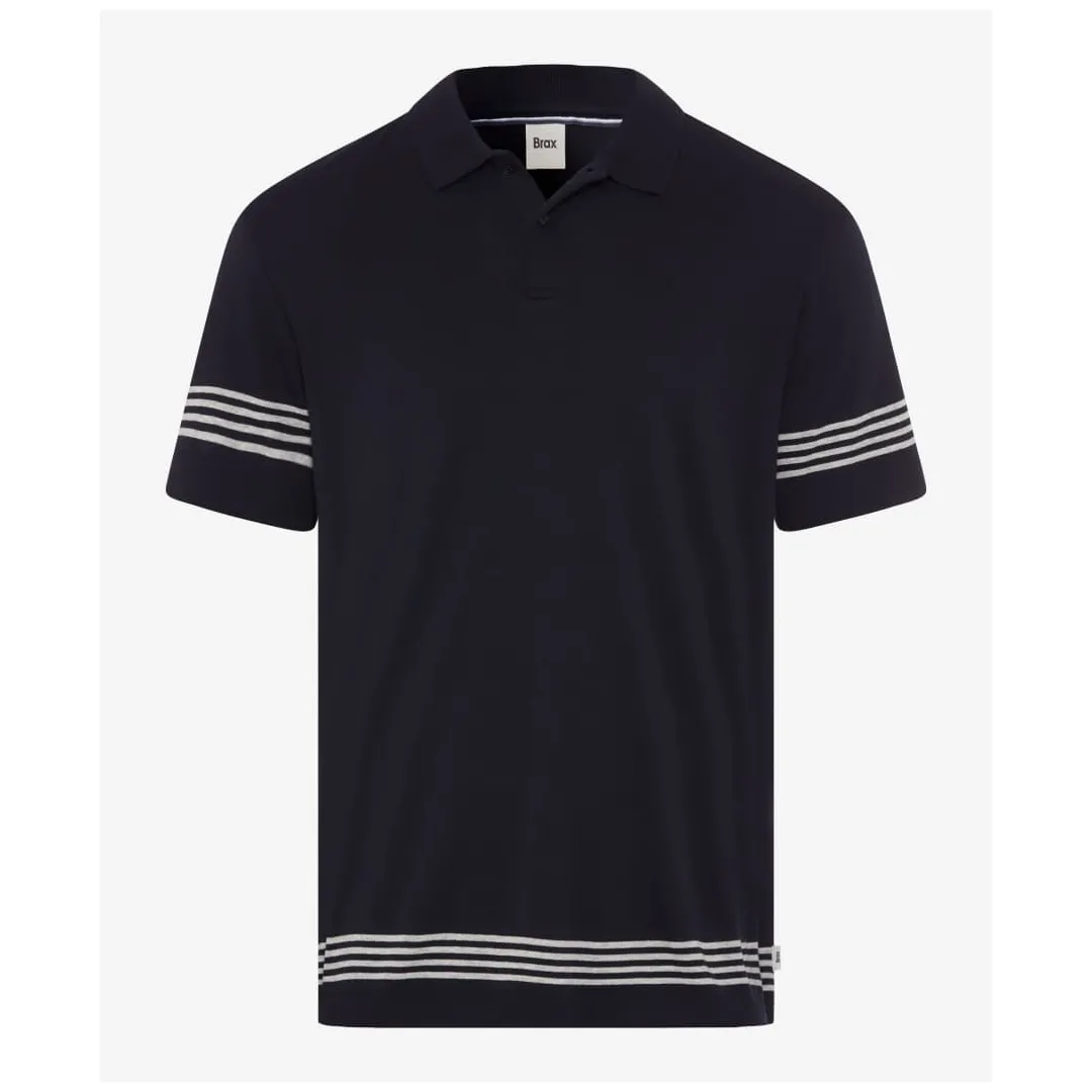 Brax Herren Strick Poloshirt Style Pavel S blau gestreift 264558 7042900 23 navy