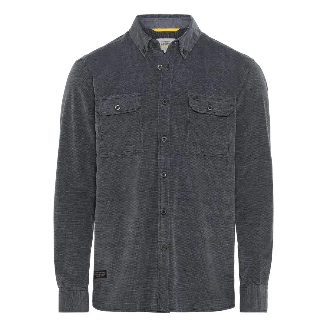 Camel active Herren Freizeit Hemd Cordhemd blau unifarben 8S41 409111 47 night blue