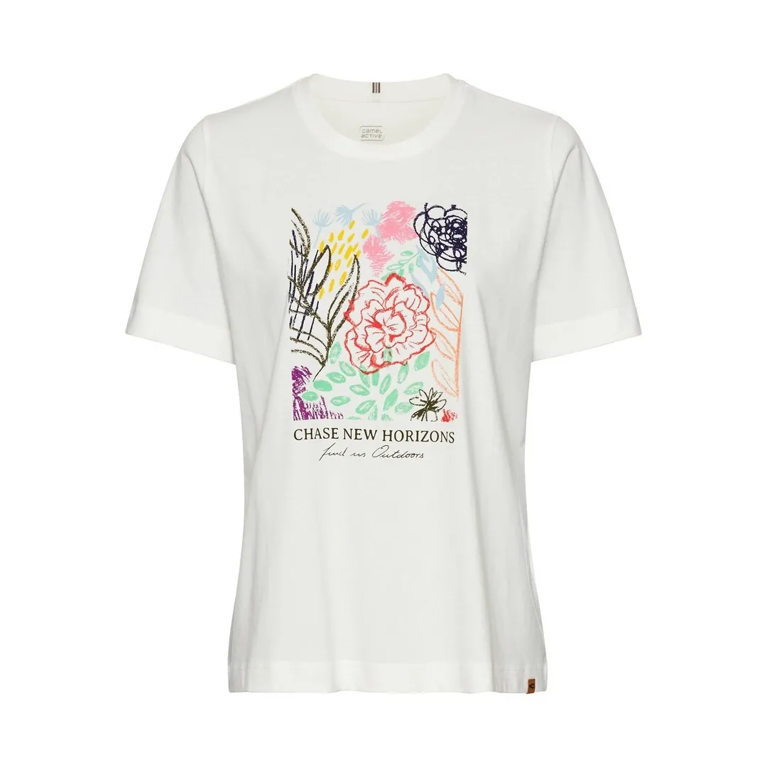 Camel active Damen T-Shirt Regular Fit weiß Floral 5T64 309608 80