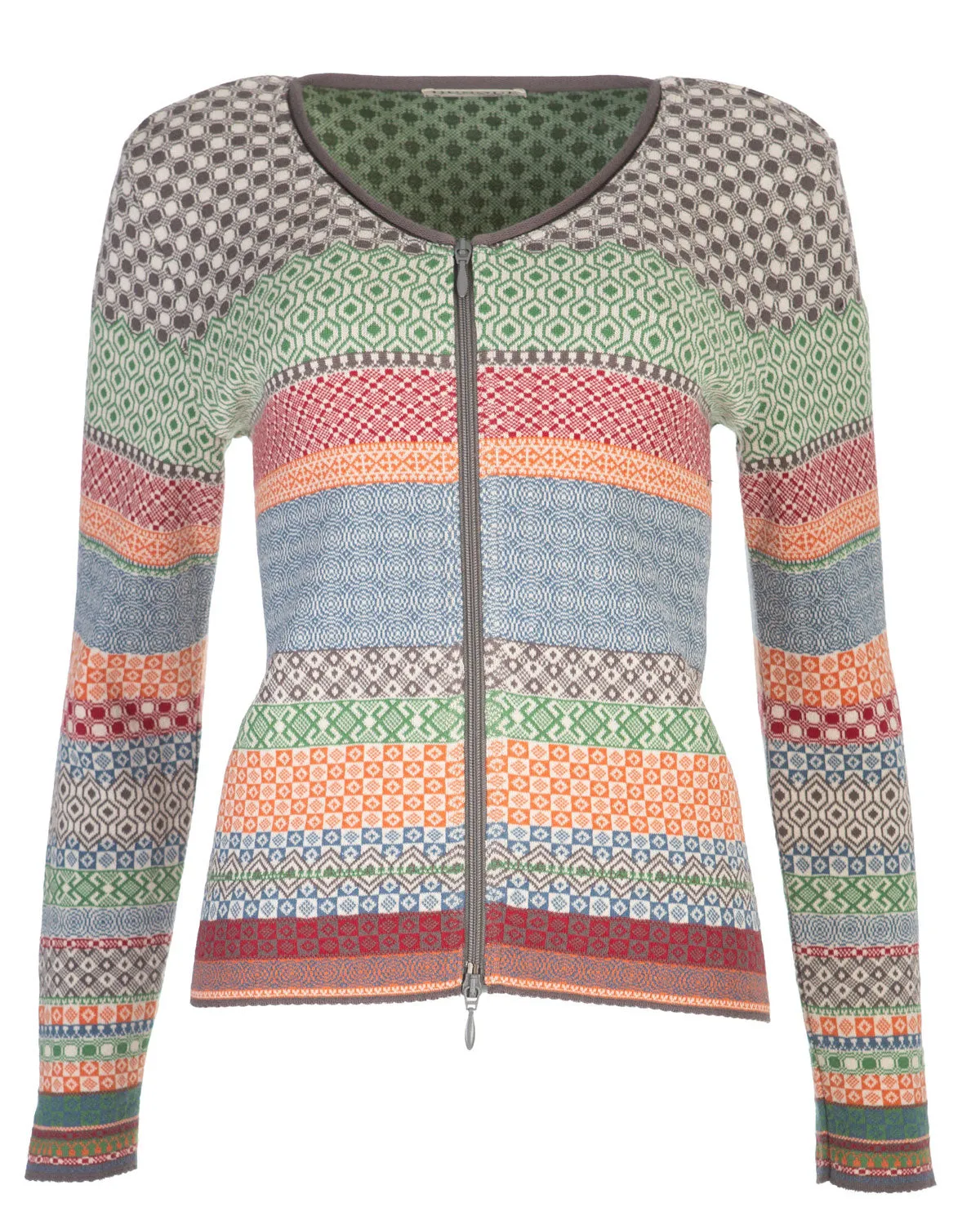 Dunque Damen Jacquard Jacke 2-Wege-Reißverschluss Bio Baumwolle