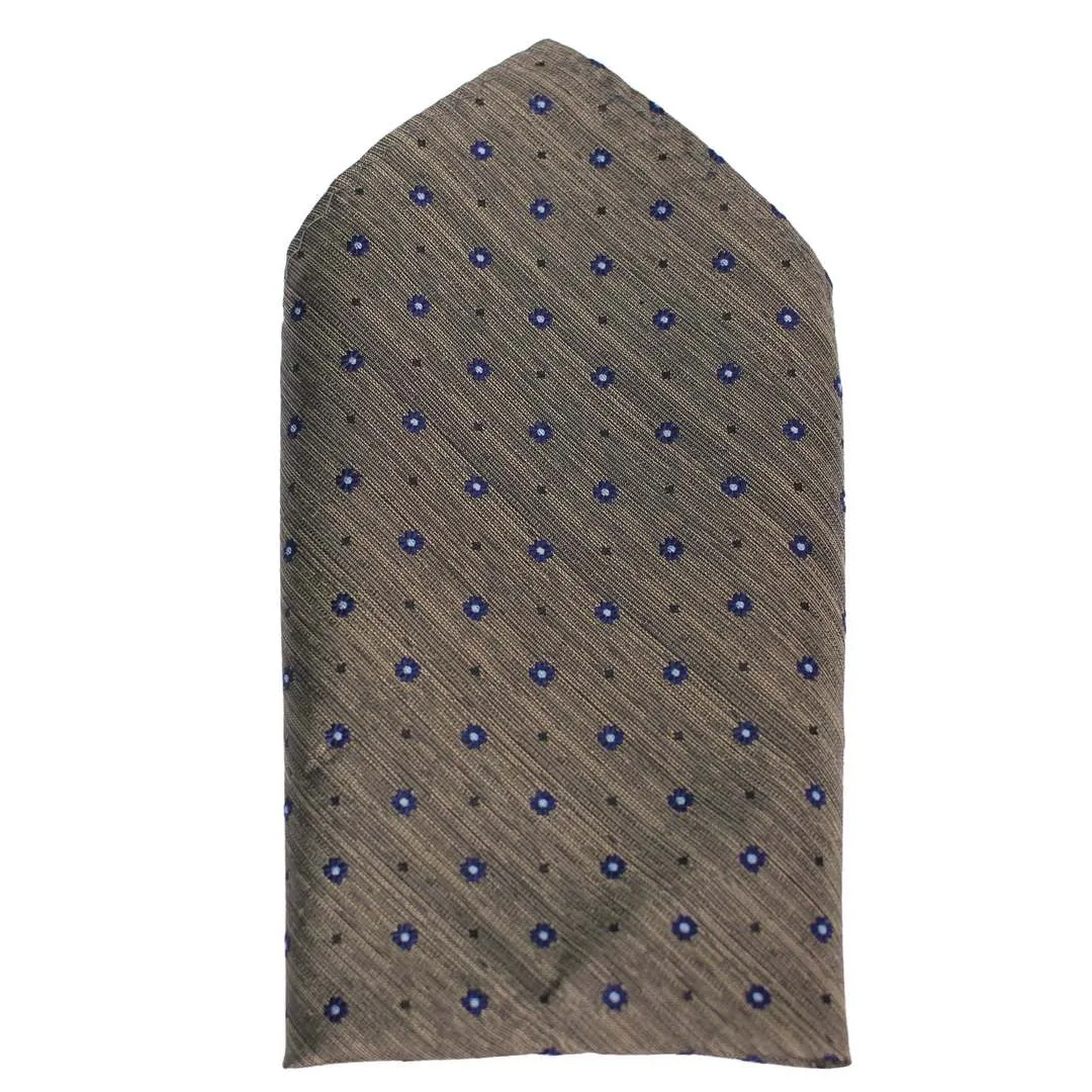 J.S. Fashion Einstecktuch beige blau T 25367 Blume 7 taupe