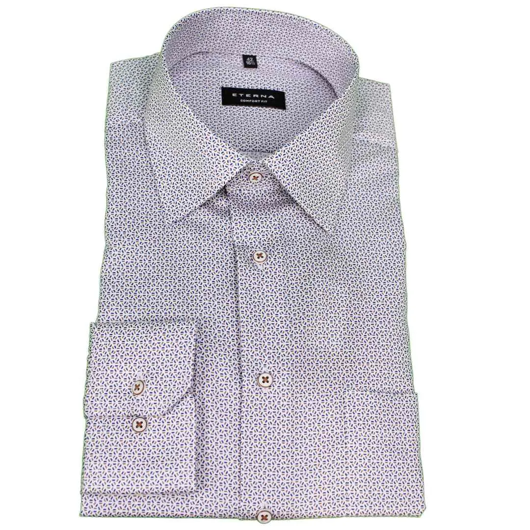 Eterna Herren Businesshemd Comfort Fit blau gemustert 4125 E18E 16 dunkelblau