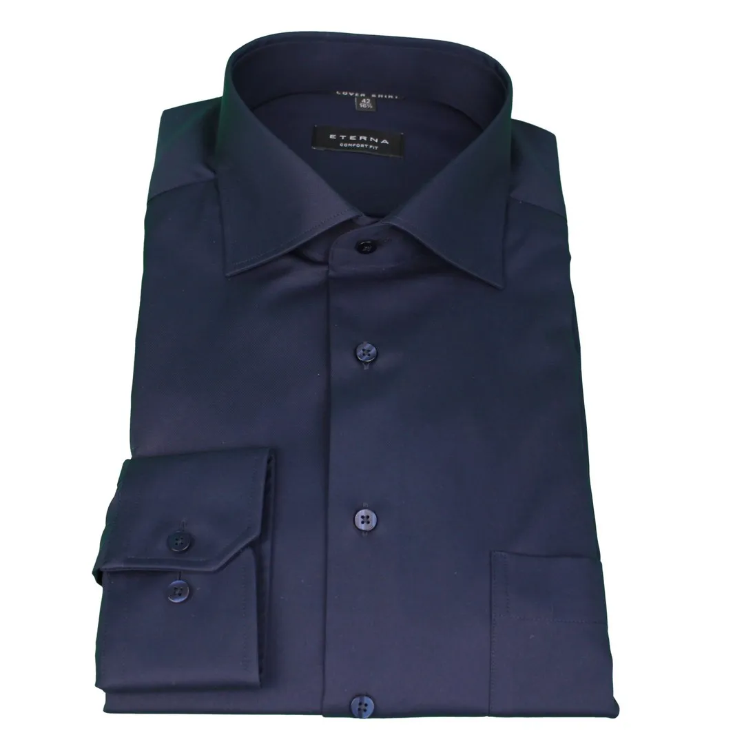 Eterna Herren Langarm Hemd Businesshemd Comfort Fit blau unifarben 8817 E19K 19 marine