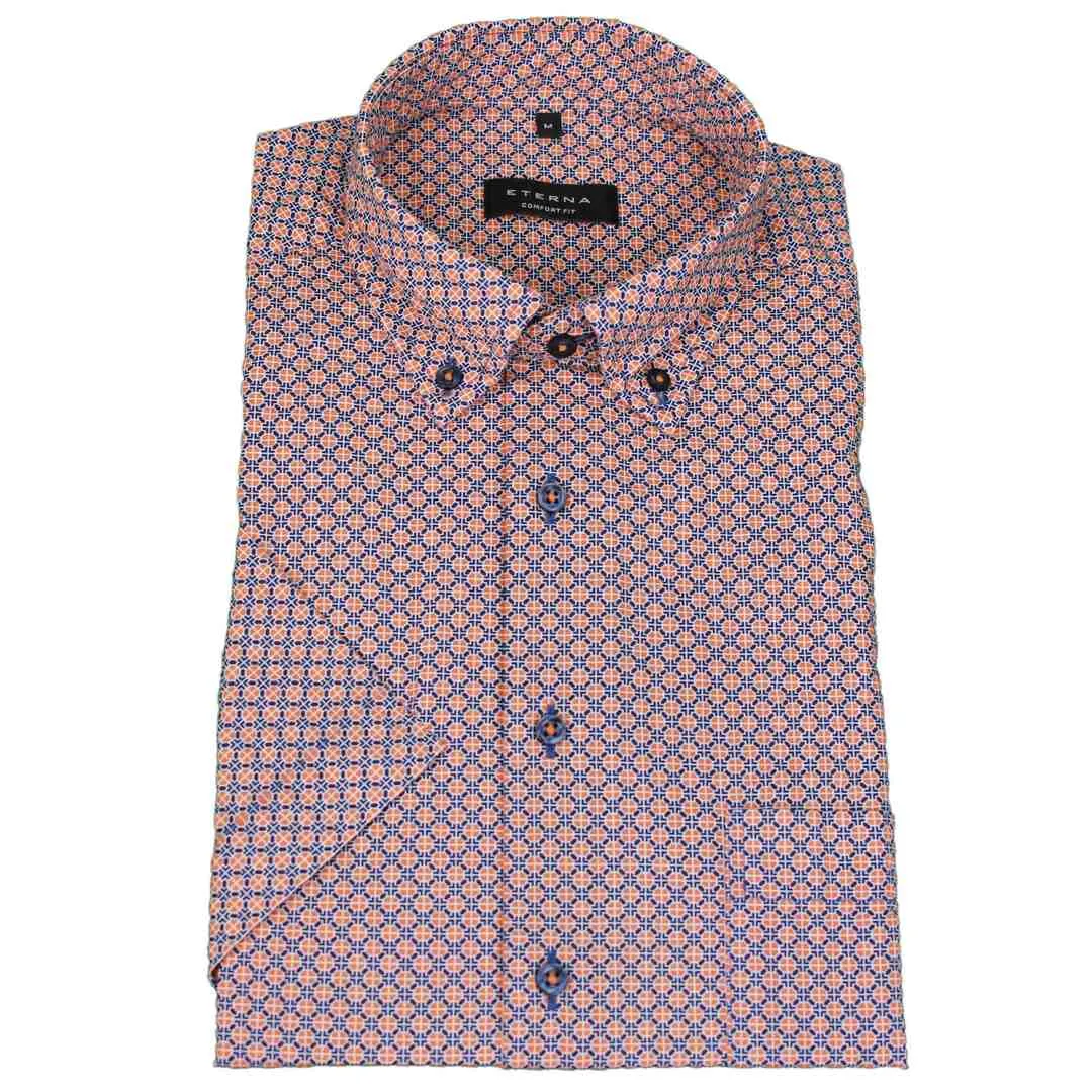 Eterna Hemd Comfort Fit kurzarm orange gemustert 8276 KS5L 82 melba