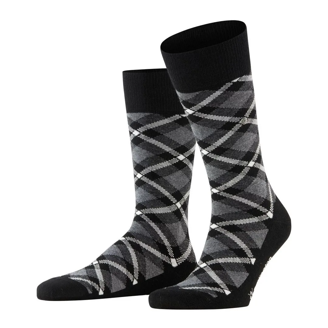 Falke Burlington Tartan Herren Socken kariert schwarz 21084 3000