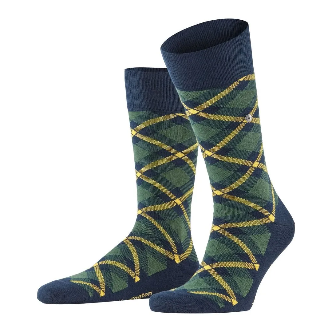Falke Burlington Tartan Herren Socken kariert marine blau grün 21084 6120