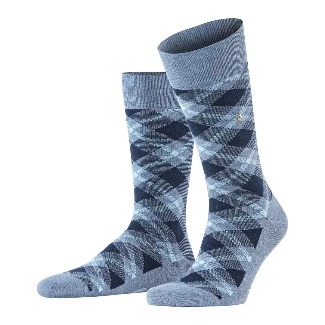 Falke Burlington Tartan Herren Socken kariert light jeans blau 21084 6662