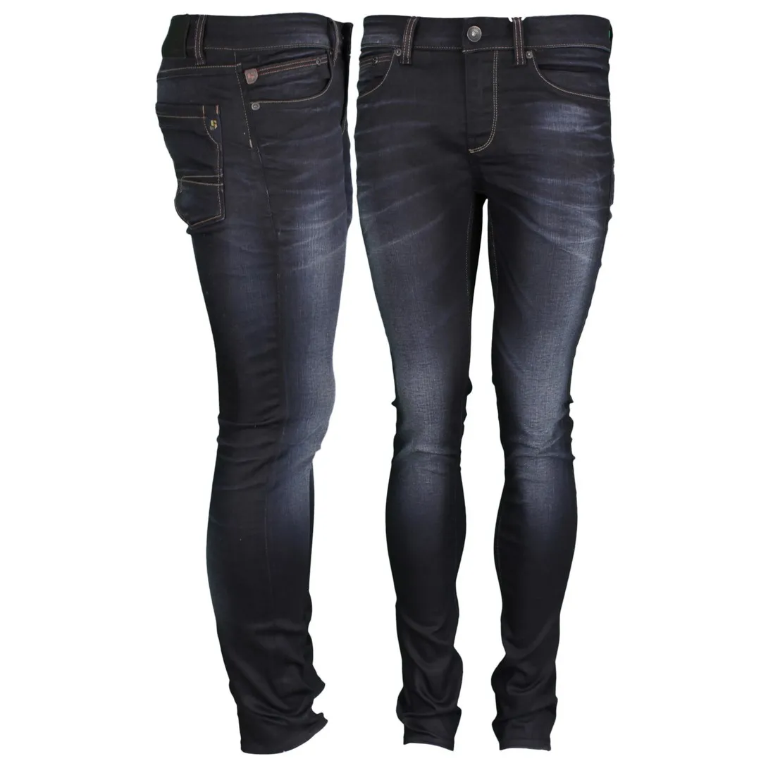 Garcia Herren Jeans Hose Jeanshose Slim Fit dunkel blau Used Look Fermo 650 2501