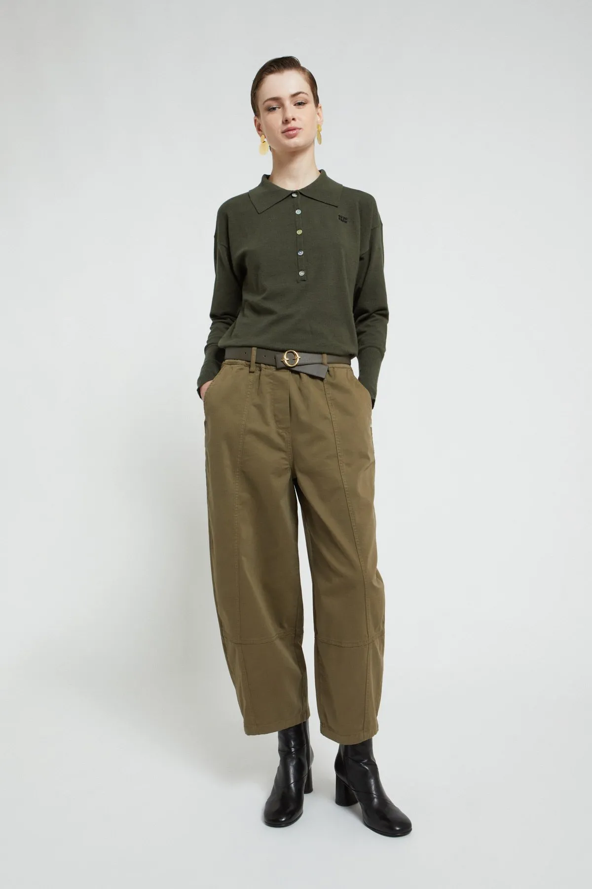 Gabardine balloon trousers