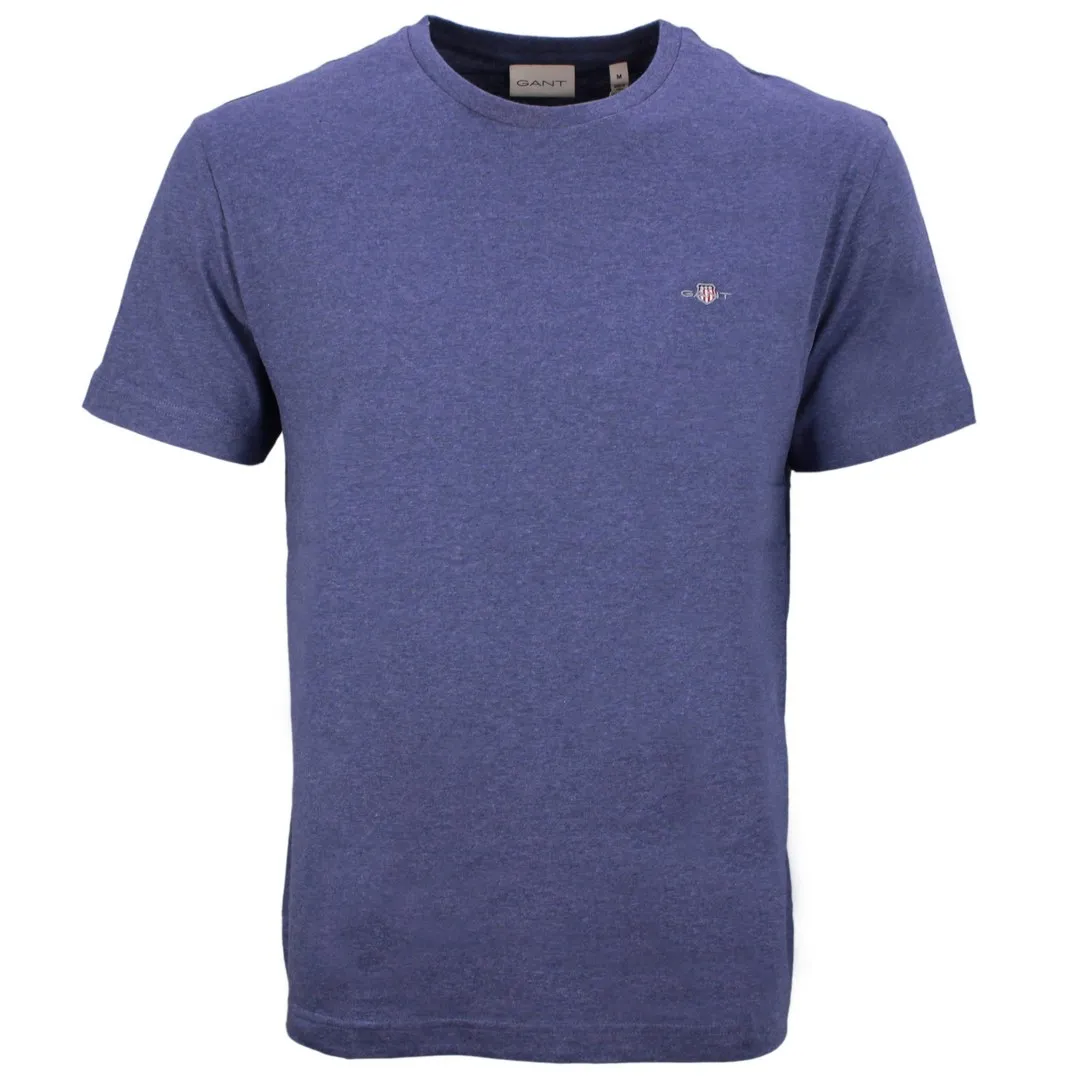 Gant Herren T-Shirt Regular Fit Shield blau 2003184 902 dark jeansblue melange