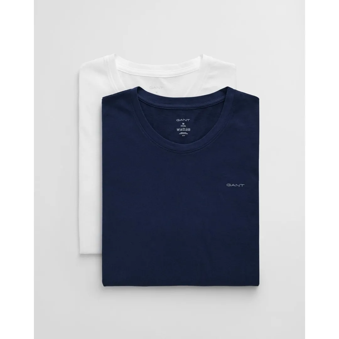 Gant Herren Basic T-Shirt Doppelpack blau weiß 900002008 109 navy white