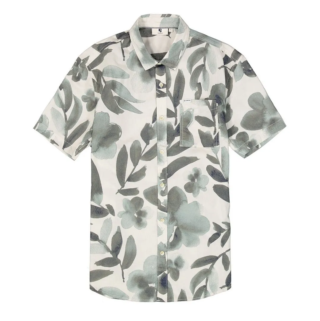 Garcia Herren Hemd kurzarm Regular Fit grau grün floral F51090 2540 ash grey