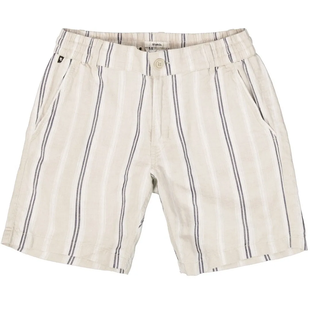 Garcia Herren Leinen Shorts Regular Fit beige blau gestreift E51325 822 sand