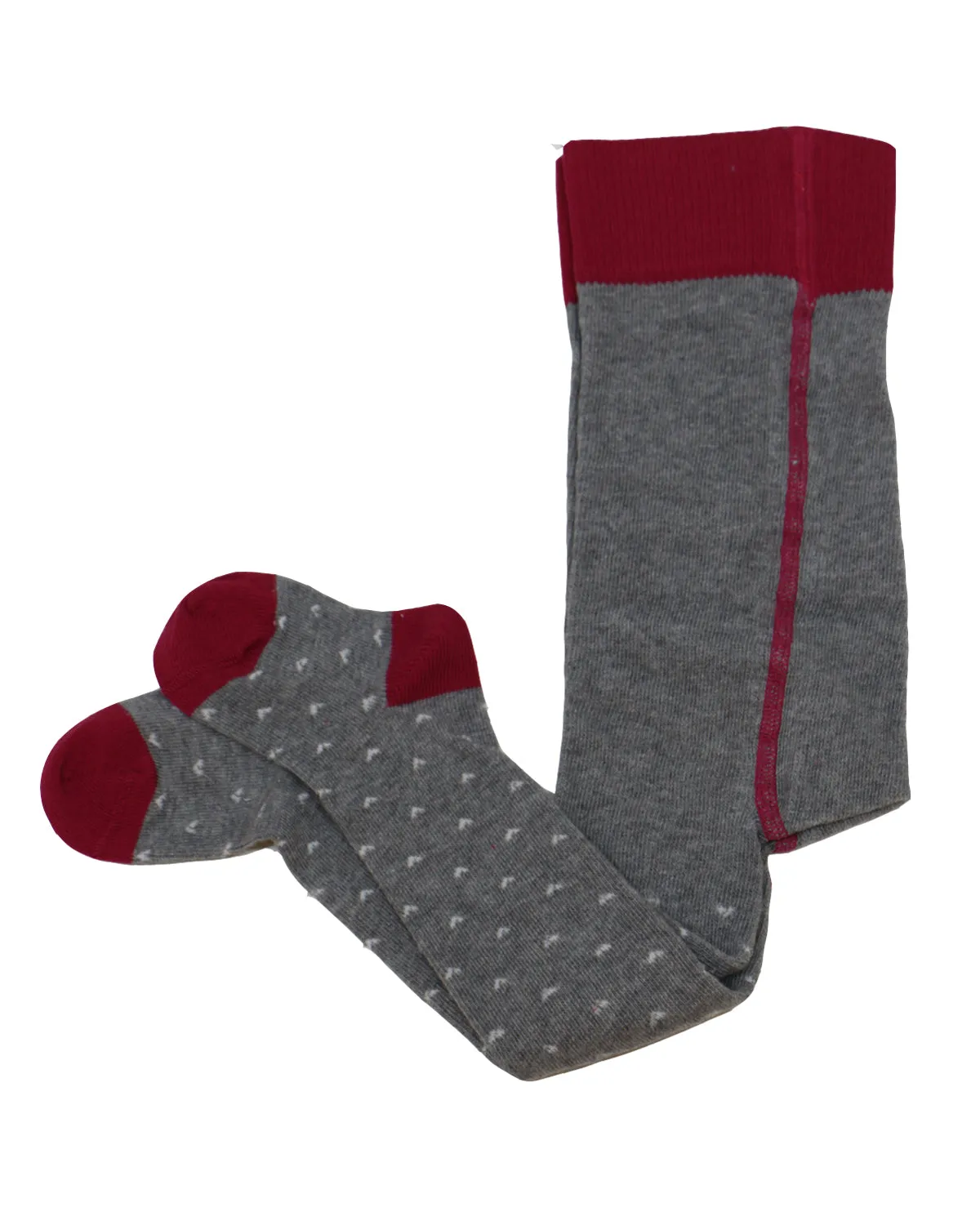 Baby Bio Strumpfhose mit Herzen Farbe grau-rot-weiss