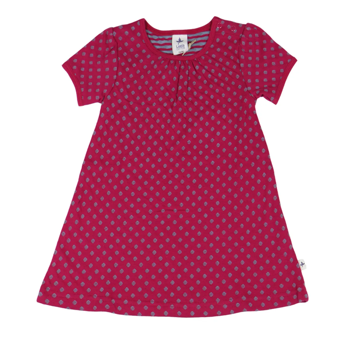 Kinder Sommerkleid Bio Baumwolle, persischrot/taubenblau