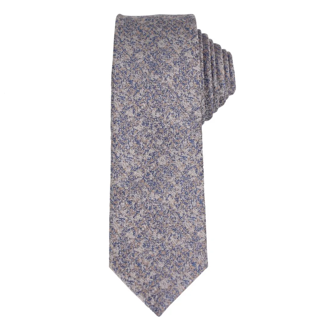 J.S. Fashion Herren Slim Krawatte beige blau gemustert K71880 15