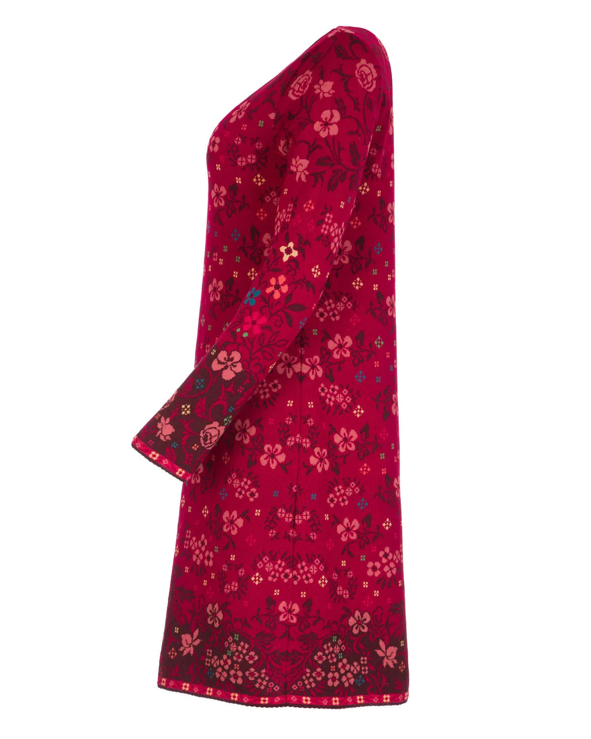 Dunque Jacquard Kleid flowers kbT-Merinowolle Bio Baumwolle