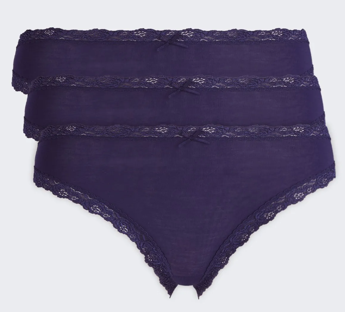 3er-Pack Nina von C. Serie Cosy Damen Jazzpants plum