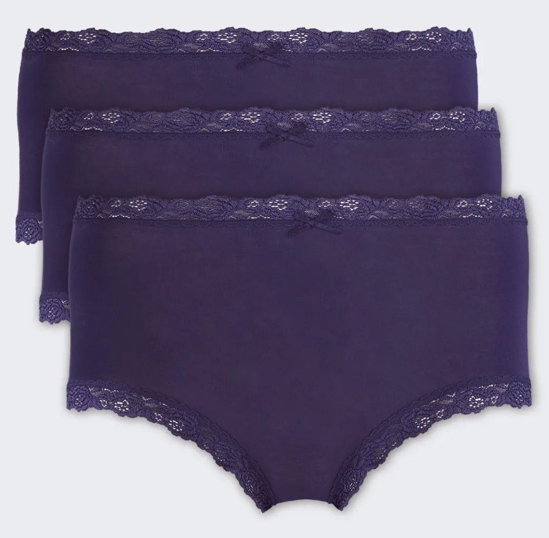 3er-Pack Nina von C. Damen Taillenslip Plum