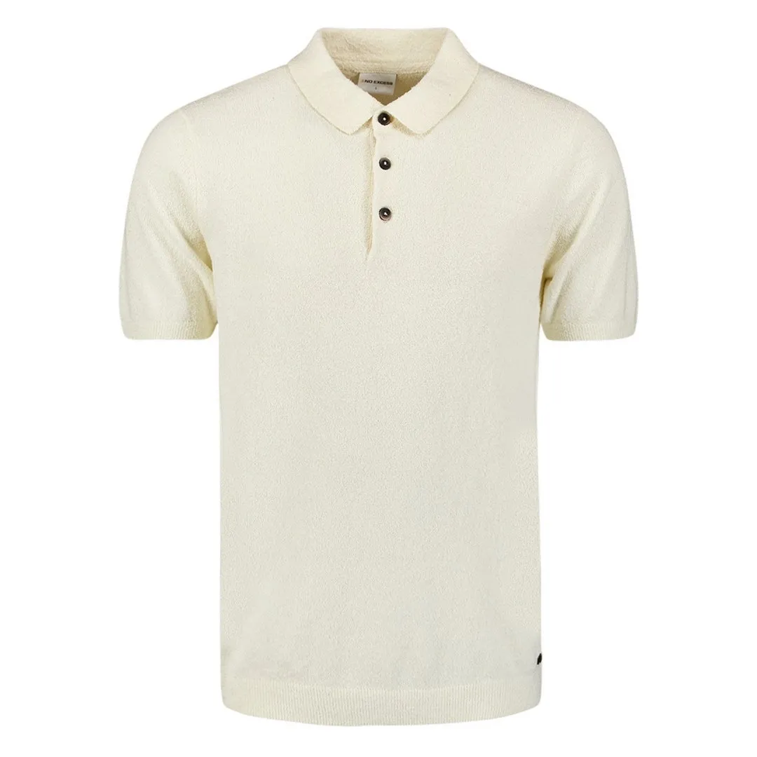 No Excess Herren Teddy Poloshirt beige 27210244 011 offwhite